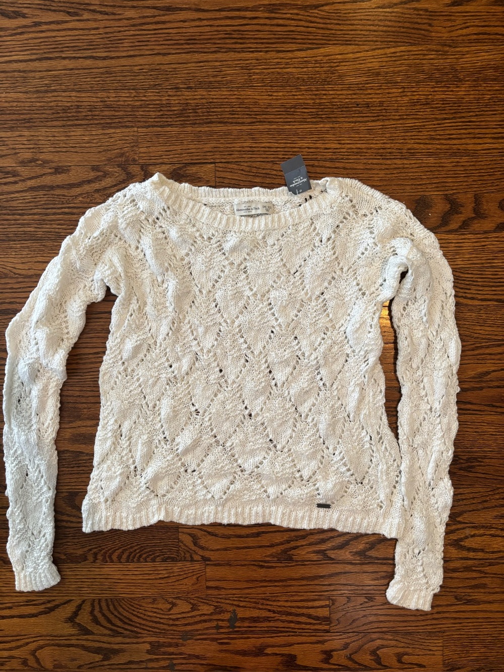 Abercrombie & Fitch Cream Openwork Crewneck Sweater one size